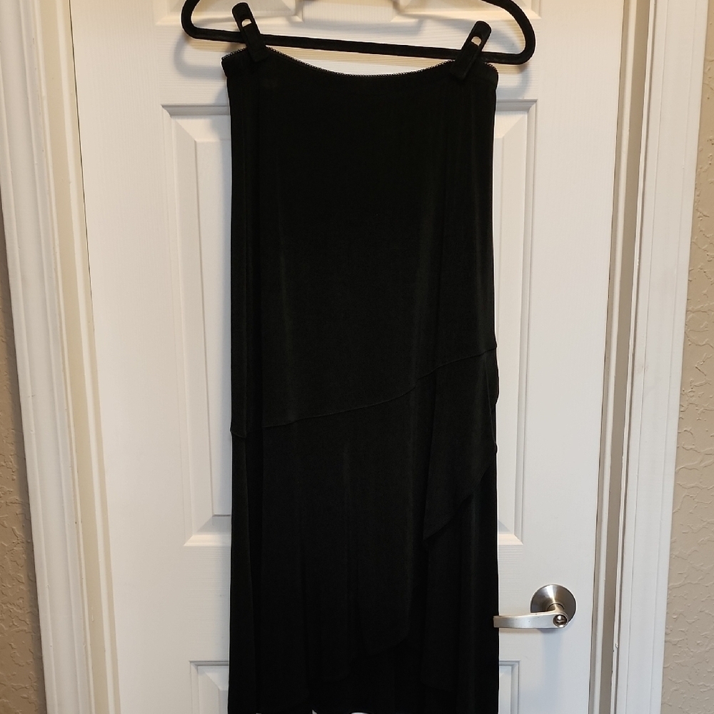 Chico's Travelers Black Asymmetrical Skirt Sz 1(Med)